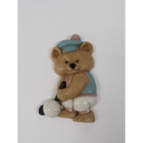Homco Burwood Sports Bears Wall Hanging Plaques #3269 Set of 3 Golf Tennis Ski - Picture 8 of 10